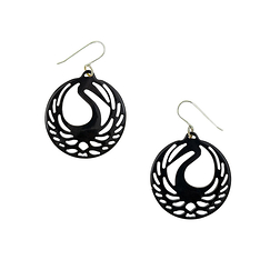 Earrings Tsuba heron