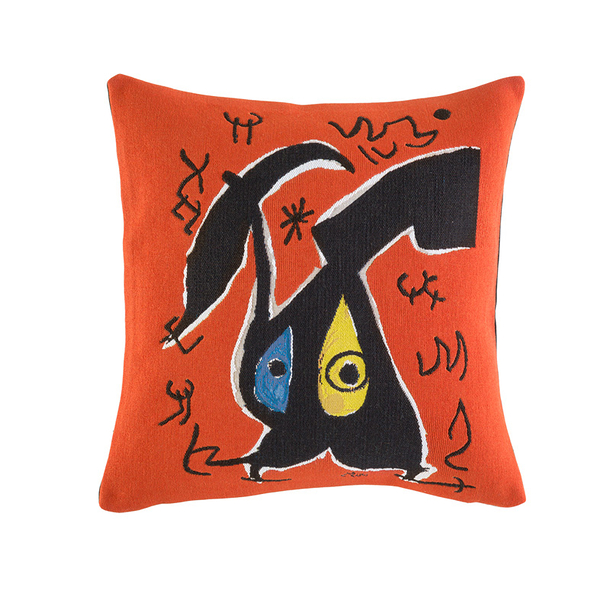 Housse de coussin Miró Femme, oiseaux, 1978
