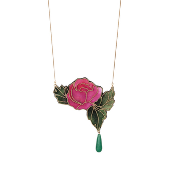 Versailles Necklace with pearl and embroidered rose