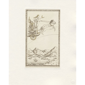 Engraving Luna, card 51 - Mantegna tarot, Cécile Reims - Classic