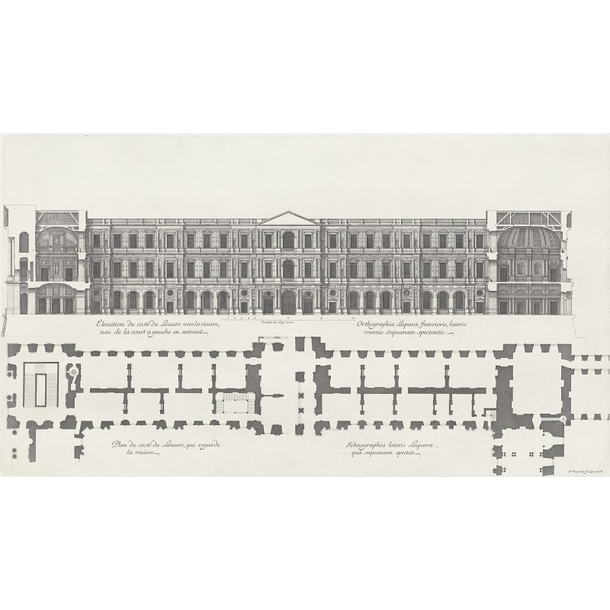 Plan And Elevation On The Side Of The Louvre That Faces The River Seen From The Courtyard On The Left As You Enter Jean Marot