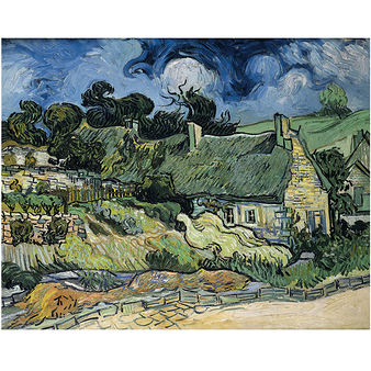Vincent Van Gogh Thatched Cottages At Cordeville Art Print Framed 12x16