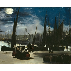 Clair de lune sur le port de Boulogne (détail)