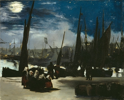 Clair de lune sur le port de Boulogne (détail)