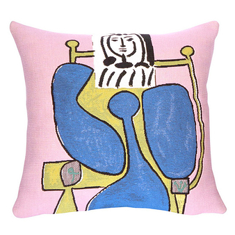 Housse de coussin Picasso Femme assise à la robe bleue