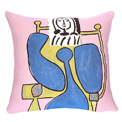 Housse de coussin Picasso Femme assise à la robe bleue