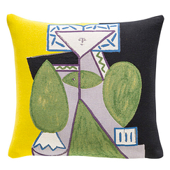 Housse de coussin Picasso Femme en vert et mauve