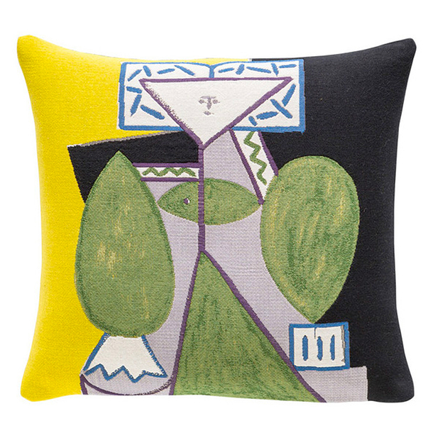 Cushion cover Picasso Woman in green and purple