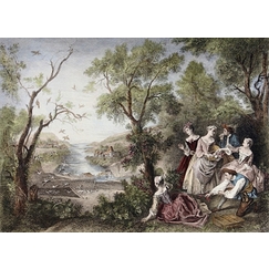 Estampe Le printemps ou L'oiseleur - Nicolas Lancret