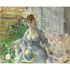 Jeune femme assise sur un sofa (détail)