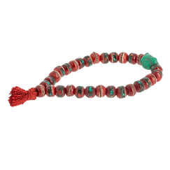 Red Bone Bracelet-Mala with Inlays