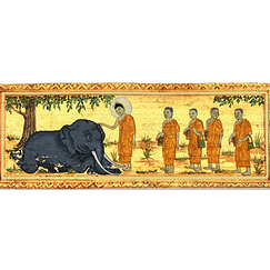 Miracle de l'éléphant furieux à Rajagriha (détail)