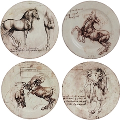 Set of 4 Leonardo Da Vinci Plates - Horses