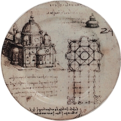 Leonardo Da Vinci Plate - Cathedral plan