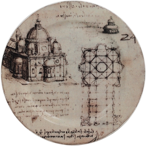Leonardo Da Vinci Plate - Cathedral plan