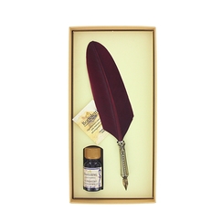 Writing case Louvre- Goose feather Burgundy - Bortoletti