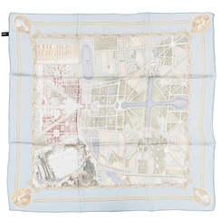 Plans of Versailles Silk square scarf - Brochier - Blue