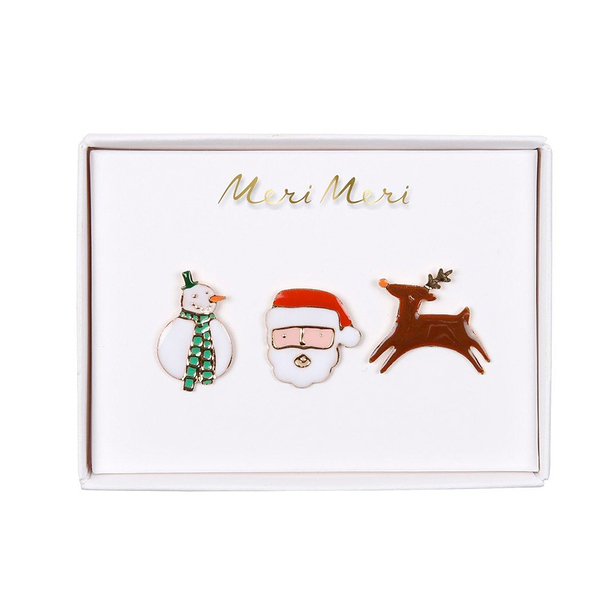 Set of 3 Christmas Character Enamel Pins - Meri-Meri