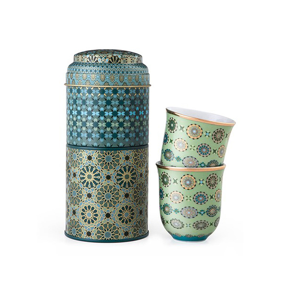 Tin Box With 2 Coffee Cups Andalusia