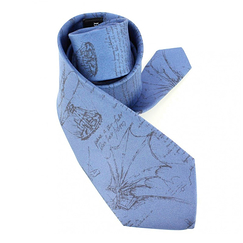 Codex Leonardo da Vinci silk tie - Barbel blue