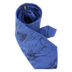 Codex Leonardo da Vinci Silk Tie - Dark blue