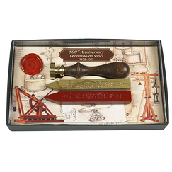 Set brass seal 2 wax sticks and stamp - Leonardo da Vinci - Rubinato