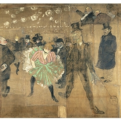 La Danse au Moulin Rouge, dit aussi La Goulue et Valentin le Désossé,
panneau pour la baraque de La Goulue à la Foire du Trône à Paris (panneau de gauche), 1895