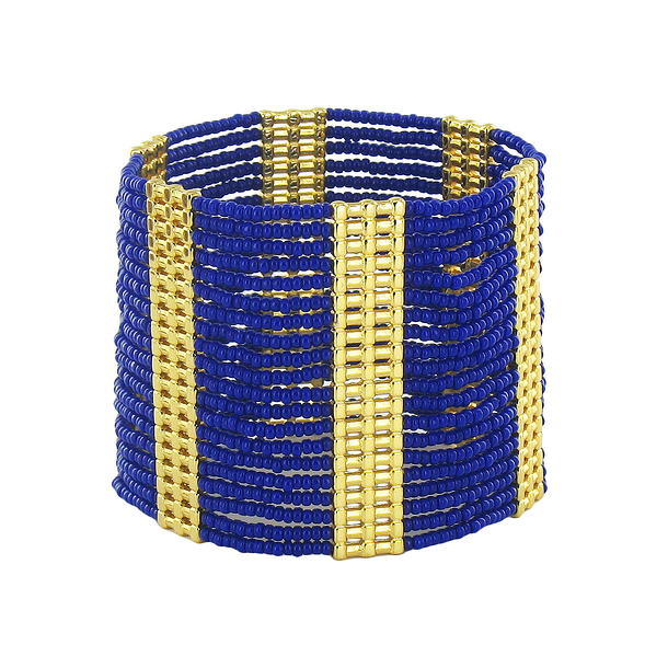 Bracelet manchette Égypte - Perles bleues