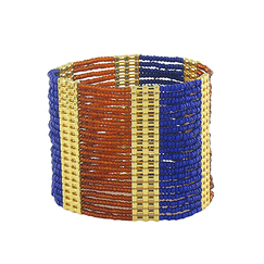 Bracelet manchette Égypte - Perles bleues et brunes