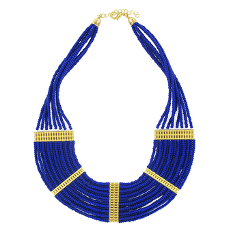 Necklace plastron Egypt with blue pearls