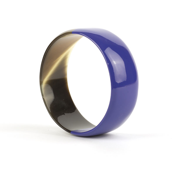 Indigo blue lacquered Flat bracelet in horn - L'Indochineur