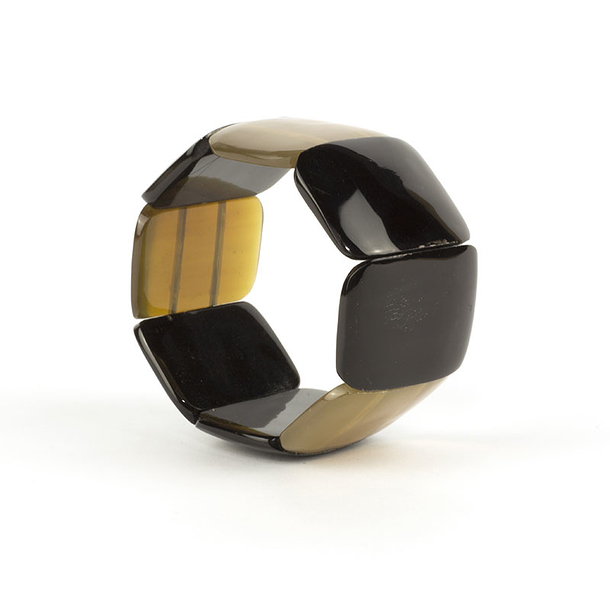 Articulated bracelet in marbled black and blond horn - L'Indochineur