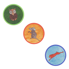 Lot de 3 badges Léopold Chauveau - Animaux