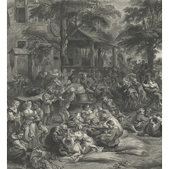 Engraving Flemish festival or fair - Pierre-Paul Rubens