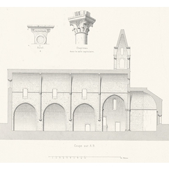 Estampe Coupes et Détails de l'Abbaye de Thoronet, Claude Sauvageot