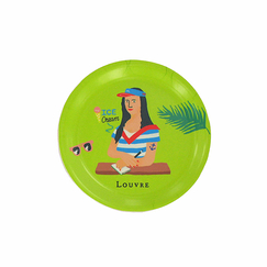 Round Small Dish Mona Lisa 11 cm - At the beach ! Le Louvre by Antoine Corbineau