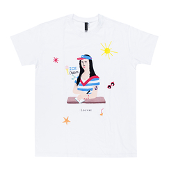 T-Shirt Mona Lisa - At the beach ! Le Louvre by Antoine Corbineau