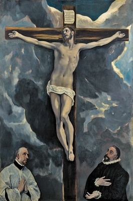 Le Christ en Croix adoré par deux donateurs (détail)