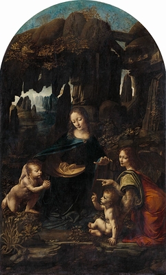Vierge à l'Enfant avec saint Jean Baptiste et un ange, dite La Vierge aux rochers
