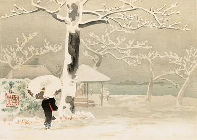 Femme de dos dans un paysage de neige, 1847-1915