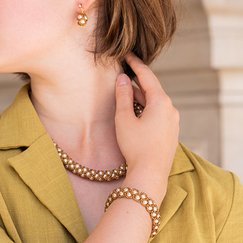 White & Golden Renaissance Circle Earrings - Florence Buhler