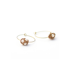 White & Golden Renaissance Circle Earrings - Florence Buhler