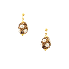 White & Golden Renaissance Drop Earrings - Florence Buhler