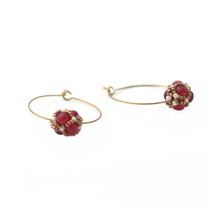 Boucles d'oreilles Renaissance Cercle Rouge & Doré - Florence Buhler