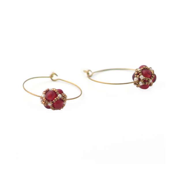 Red & Golden Renaissance Garnet Circle Earrings - Florence Buhler
