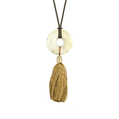Disc and charm Pendant in natural Stone
