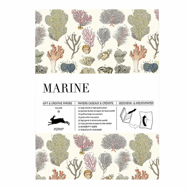 12 Feuilles de papier cadeau et créatif Monde marin - The Pepin Press