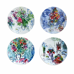 Set of 4 assorted plates 21 cm Marc Chagall - Bouquets of flowers - Bernardaud