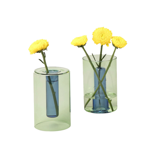 Petit vase réversible Vert/bleu - Block Design