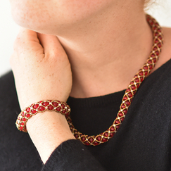 Red & Golden Renaissance Garnet Necklace - Florence Buhler